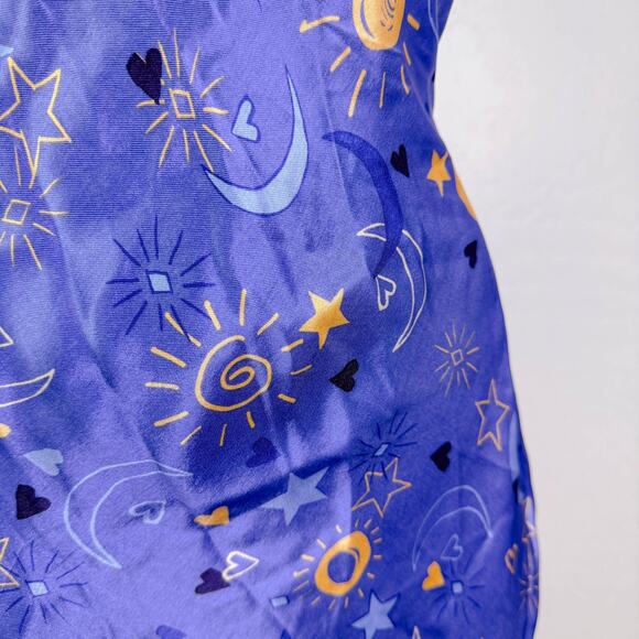 Zara Sun Moon Star Celestial Satin Silky Mini Slip Dress Purple Blogger Sz S NWT - Picture 6 of 12